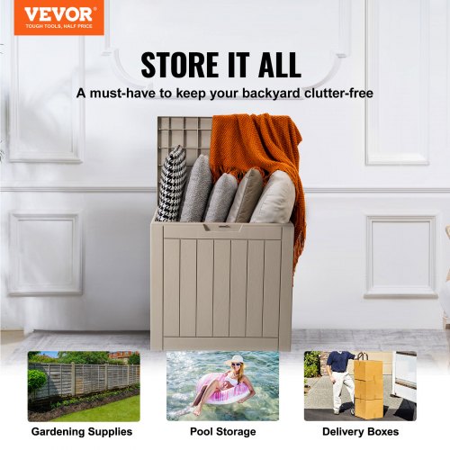 Outdoor Storage Box 31 Gallon Resin Deck Box Backyard Outside Toy and Towel