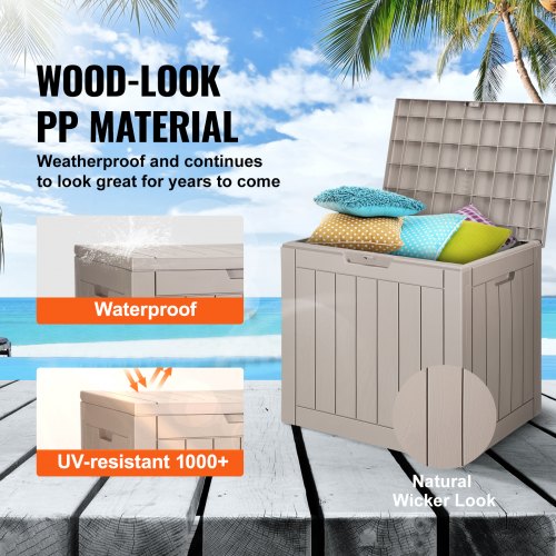 Outdoor Storage Box 31 Gallon Resin Deck Box Backyard Outside Toy and Towel