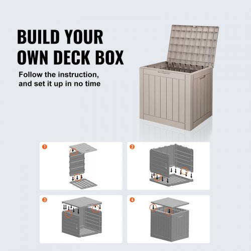Outdoor Storage Box 31 Gallon Resin Deck Box Backyard Outside Toy and Towel