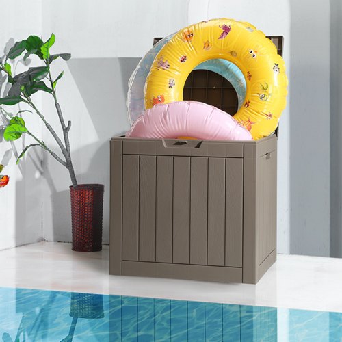 Outdoor Storage Box 31 Gallon Resin Deck Box Backyard Outside Toy and Towel