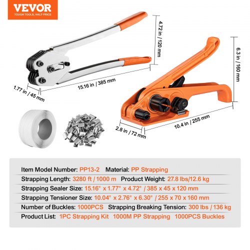 Banding Strapping Kit with Strapping Tensioner Tool Banding Sealer Tool