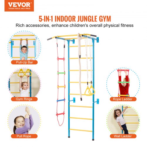Indoor Jungle Gym for Toddlers 5in1 Climbing Playset with Carbon Steel