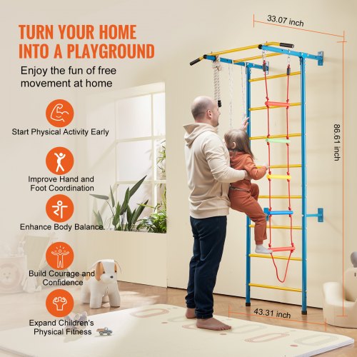 Indoor Jungle Gym for Toddlers 5in1 Climbing Playset with Carbon Steel