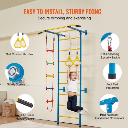 Indoor Jungle Gym for Toddlers 5in1 Climbing Playset with Carbon Steel