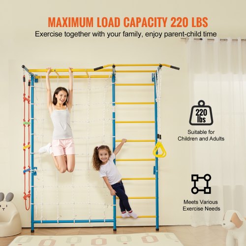 Indoor Jungle Gym for Toddlers 7in1 Climbing Playset with Carbon Steel