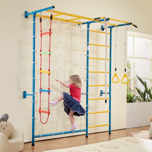 Indoor Jungle Gym for Toddlers 7in1 Climbing Playset with Carbon Steel