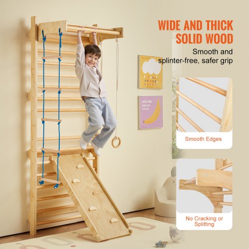 Swedish Ladder Wall Gym 5 in 1 Wooden Indoor Playground Climbing Toys 220