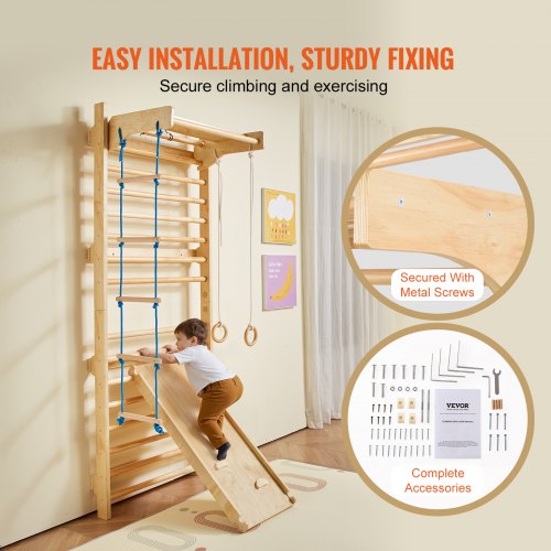 Swedish Ladder Wall Gym 5 in 1 Wooden Indoor Playground Climbing Toys 220