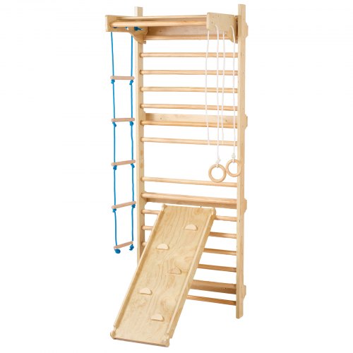 Swedish Ladder Wall Gym 5 in 1 Wooden Indoor Playground Climbing Toys 220