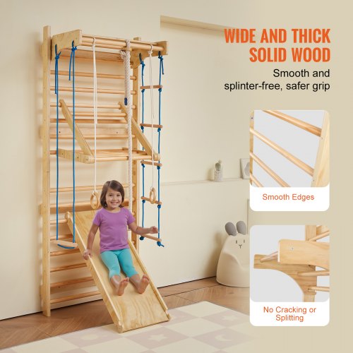 Swedish Ladder Wall Gym 8 in 1 Wooden Indoor Playground Climbing Toys 220