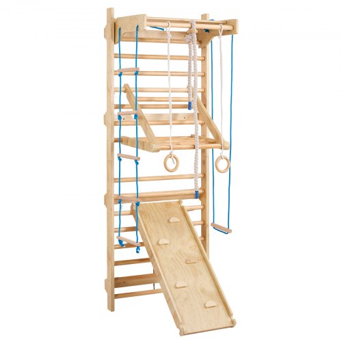 Swedish Ladder Wall Gym 8 in 1 Wooden Indoor Playground Climbing Toys 220