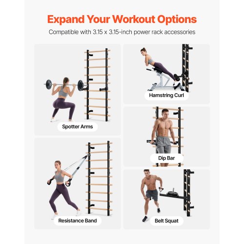 Swedish Ladder Wall Gym 9Level Swedish Ladder Suspension Trainer 330LBS