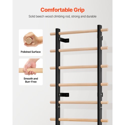 Swedish Ladder Wall Gym 9Level Swedish Ladder Suspension Trainer 330LBS