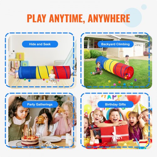 Kids Play Tunnel Tent for Toddlers Colorful Pop Up Crawl Tunnel Toy for Toddlers