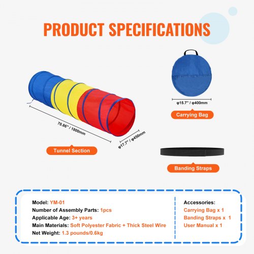 Kids Play Tunnel Tent for Toddlers Colorful Pop Up Crawl Tunnel Toy for Toddlers
