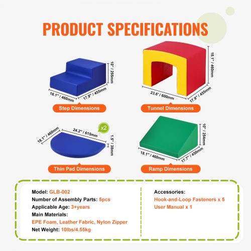 Toddler Climbing Toys Indoor 5 Piece Climb Crawl and Tunnel Soft Play