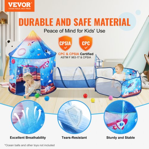 3 in 1 Kids Play Tent with Tunnel for Boys Girls Babies and Toddlers