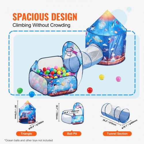 3 in 1 Kids Play Tent with Tunnel for Boys Girls Babies and Toddlers