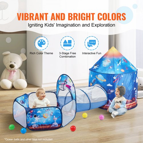 3 in 1 Kids Play Tent with Tunnel for Boys Girls Babies and Toddlers