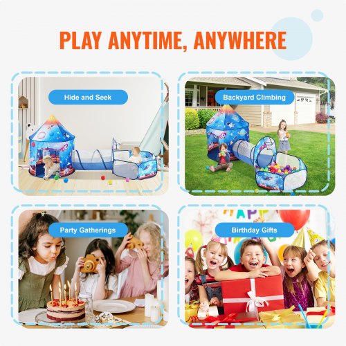 3 in 1 Kids Play Tent with Tunnel for Boys Girls Babies and Toddlers