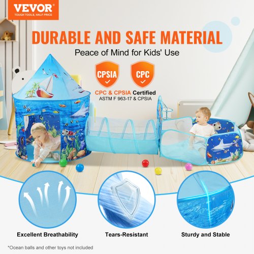 3 in 1 Kids Play Tent with Tunnel Basketball Hoop for Boys Girls Babies