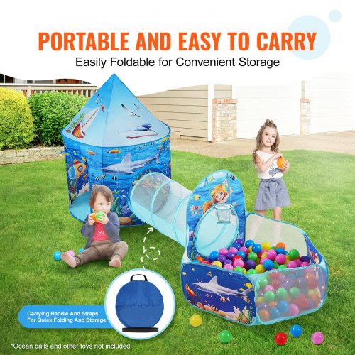 3 in 1 Kids Play Tent with Tunnel Basketball Hoop for Boys Girls Babies