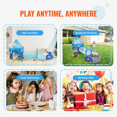 3 in 1 Kids Play Tent with Tunnel Basketball Hoop for Boys Girls Babies