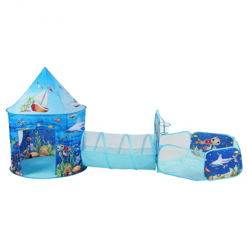 3 in 1 Kids Play Tent with Tunnel Basketball Hoop for Boys Girls Babies