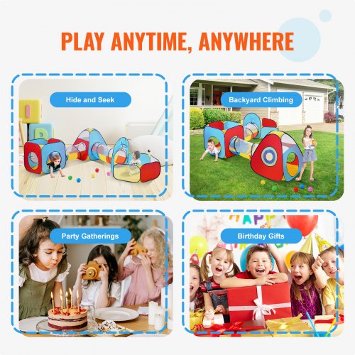 5 in 1 Kids Play Tent with Tunnel Basketball Hoop for Boys Girls Babies