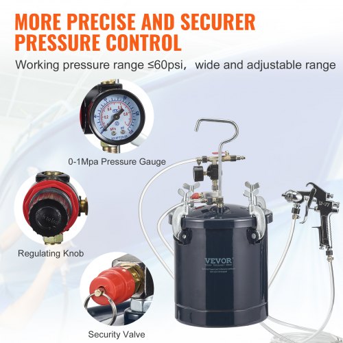Spray Paint Pressure Pot Tank 10L2.5gal Air Paint Pressure Pot 15mm4mm