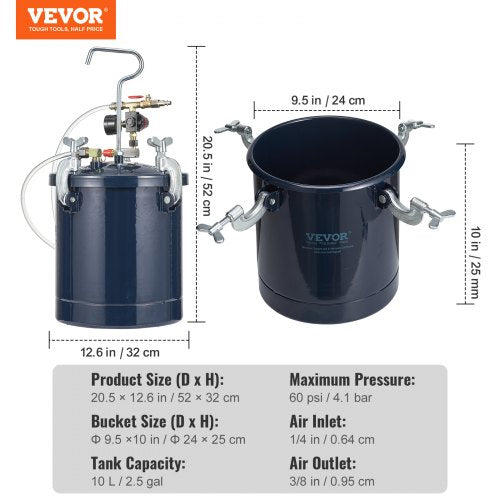 Spray Paint Pressure Pot Tank 10L2.5gal Air Paint Pressure Pot 15mm4mm