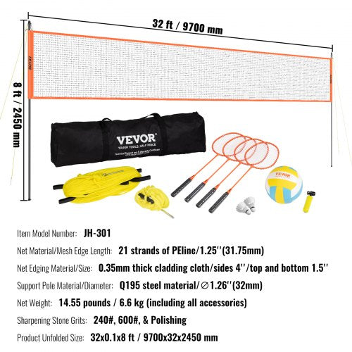 Volleyball and Badminton Set Outdoor Portable Badminton Net Adjustable