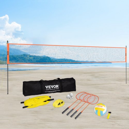 Volleyball and Badminton Set Outdoor Portable Badminton Net Adjustable
