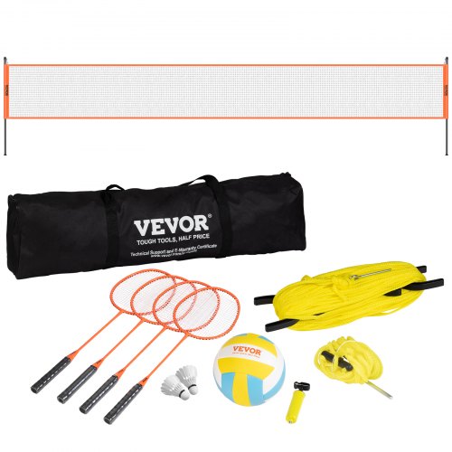 Volleyball and Badminton Set Outdoor Portable Badminton Net Adjustable