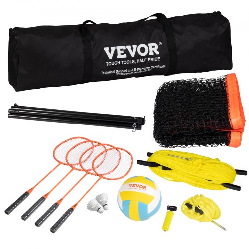 Volleyball and Badminton Set Outdoor Portable Badminton Net Adjustable