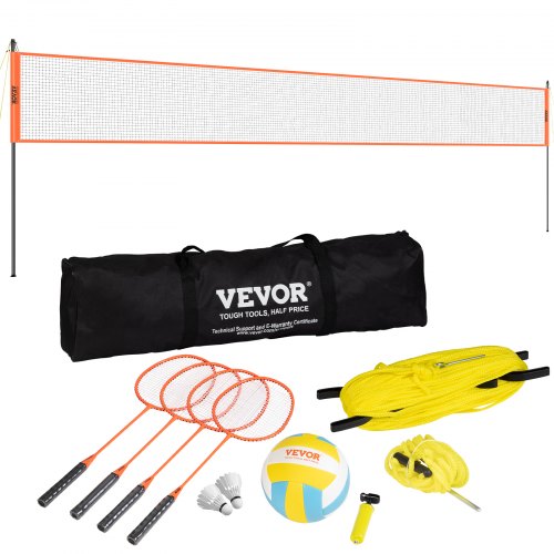 Volleyball and Badminton Set Outdoor Portable Badminton Net Adjustable