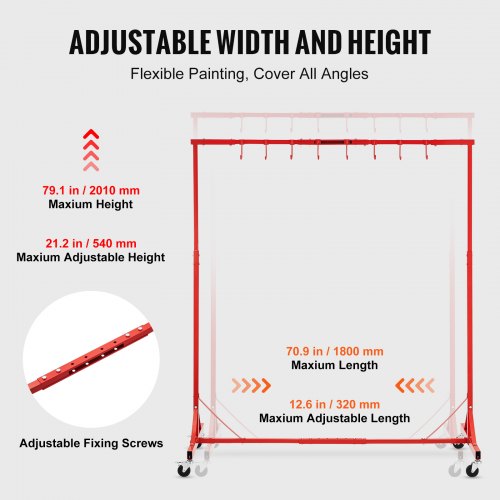 Painting Rack 1500 2000 mm Adjustable Height 66 lbs Capacity Automotive