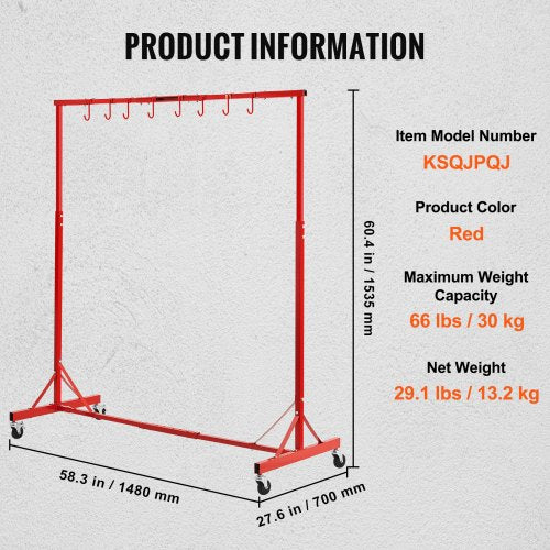 Painting Rack 1500 2000 mm Adjustable Height 66 lbs Capacity Automotive