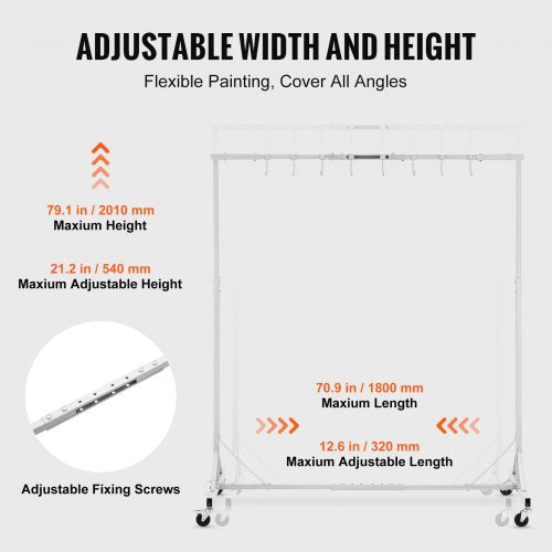 Painting Rack 5 ft7 ft Adjustable Height 66 lbs Capacity Automotive Paint