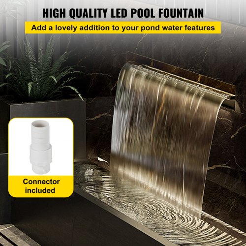 Pool Fountain Stainless Steel Pool Waterfall 118 x 45 x 31W x D x