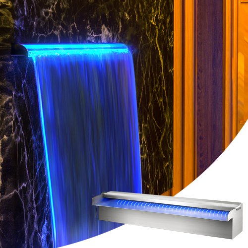 Pool Fountain Stainless Steel Pool Waterfall 118 x 45 x 31W x D x