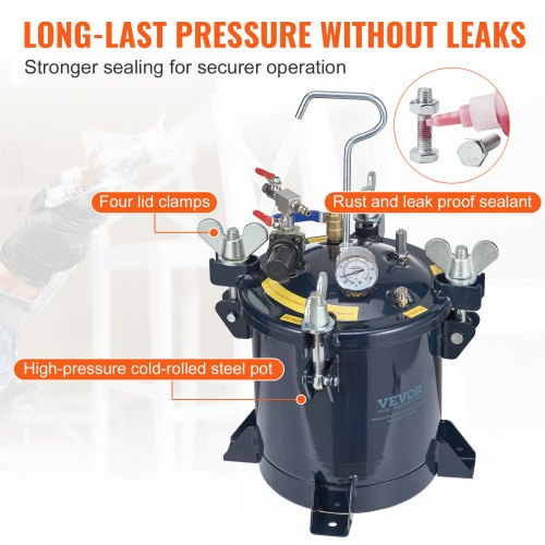 10L2.5gal Spray Paint Pressure Pot Tank 70PSI Max Air Paint Pressure Pot