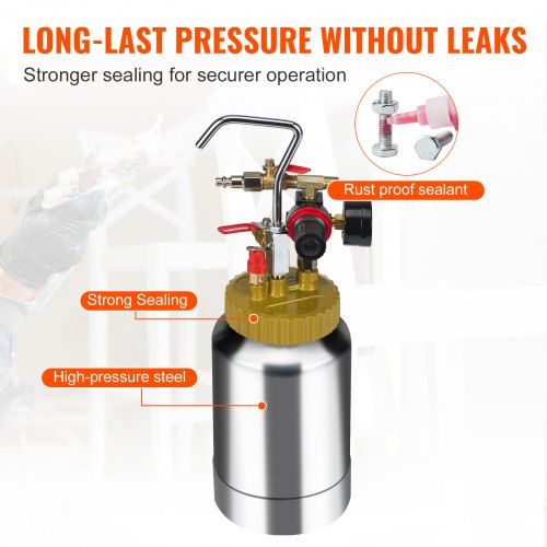 2L0.5gal Spray Paint Pressure Pot Tank Lightweight Air Paint Pressure Pot