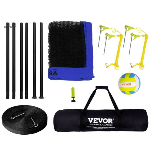 Outdoor Portable Volleyball Net System Adjustable Height Steel Poles
