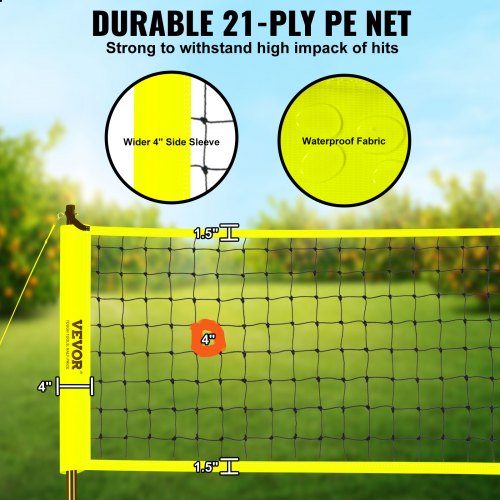 Outdoor Portable Volleyball Net System Adjustable Height Steel Poles