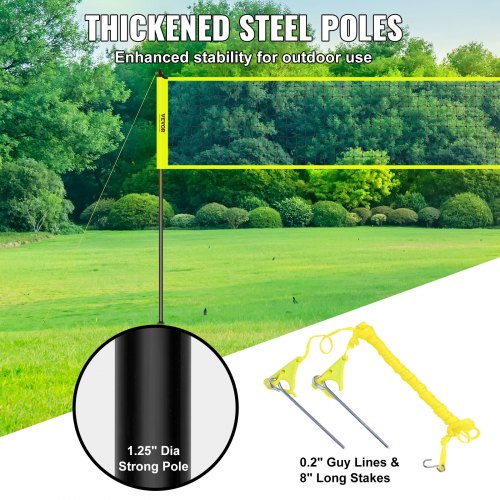 Outdoor Portable Volleyball Net System Adjustable Height Steel Poles