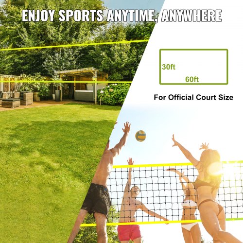 Outdoor Portable Volleyball Net System Adjustable Height Steel Poles
