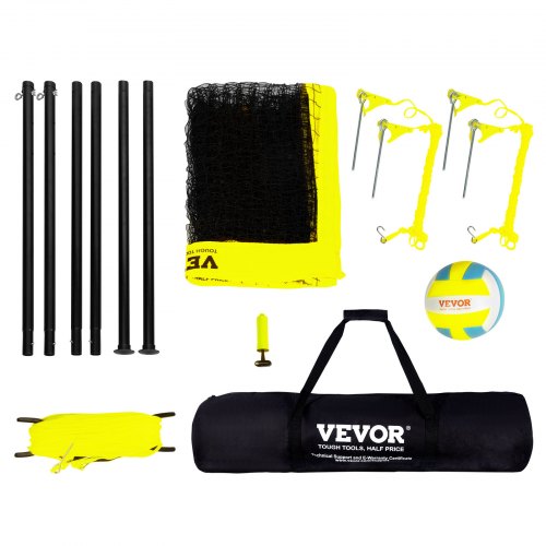 Outdoor Portable Volleyball Net System Adjustable Height Steel Poles