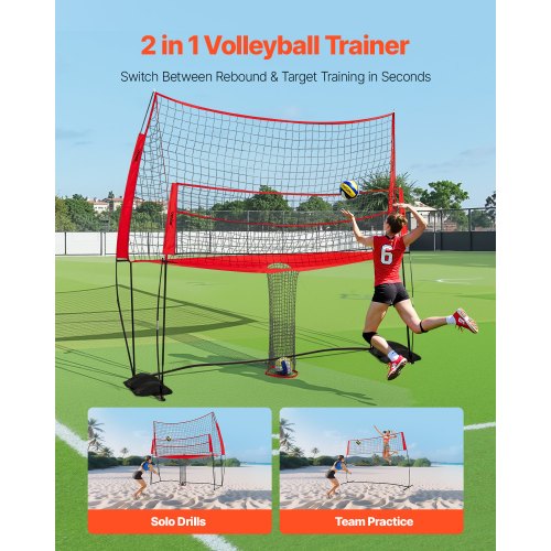 2in1 Volleyball Training Net System Freely HeightAdjustable Practice
