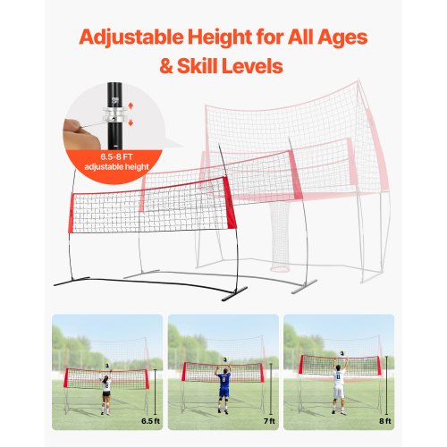 2in1 Volleyball Training Net System Freely HeightAdjustable Practice